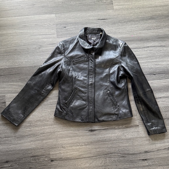 Dkny Jackets & Blazers - DKNY black Leather Jacket for Women